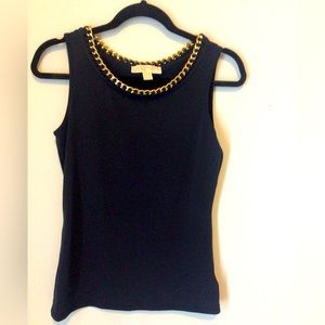 Michael Kors Navy Tank With Chain Detail XS